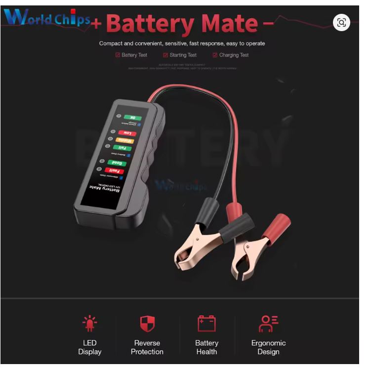 🔋⚡ ¡Revisa la carga de tu batería en segundos con nuestro probador universal! 🔧🚗