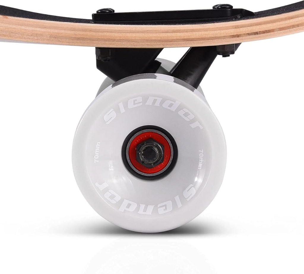 Patineta Slendor Longboard de 42 pulgadas, Drop Through, de arce, estilo crucero, estilo libre, cóncava y camber (color: verde, plantas y pájaros)