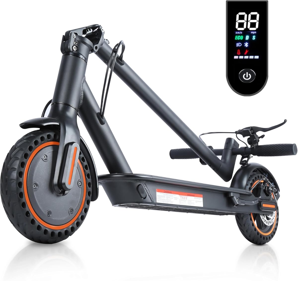 Scooter eléctrico para adultos, neumáticos sólidos de 8,5", motor de 500 W, hasta 30 km/h, alcance de 33 km, con sistema de frenos dobles, aplicación, pantalla LED, control de crucero, plegable.