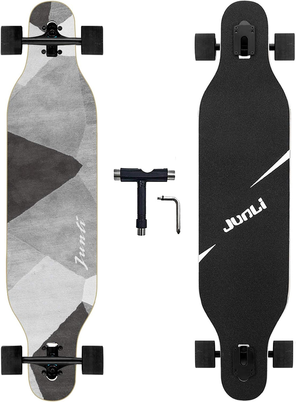 Junli - Patineta Freeride Longboard de 41 pulgadas - Cruiser para cruising, carving y descenso (Zona Gris) (Color: 2.Zona Gris)
