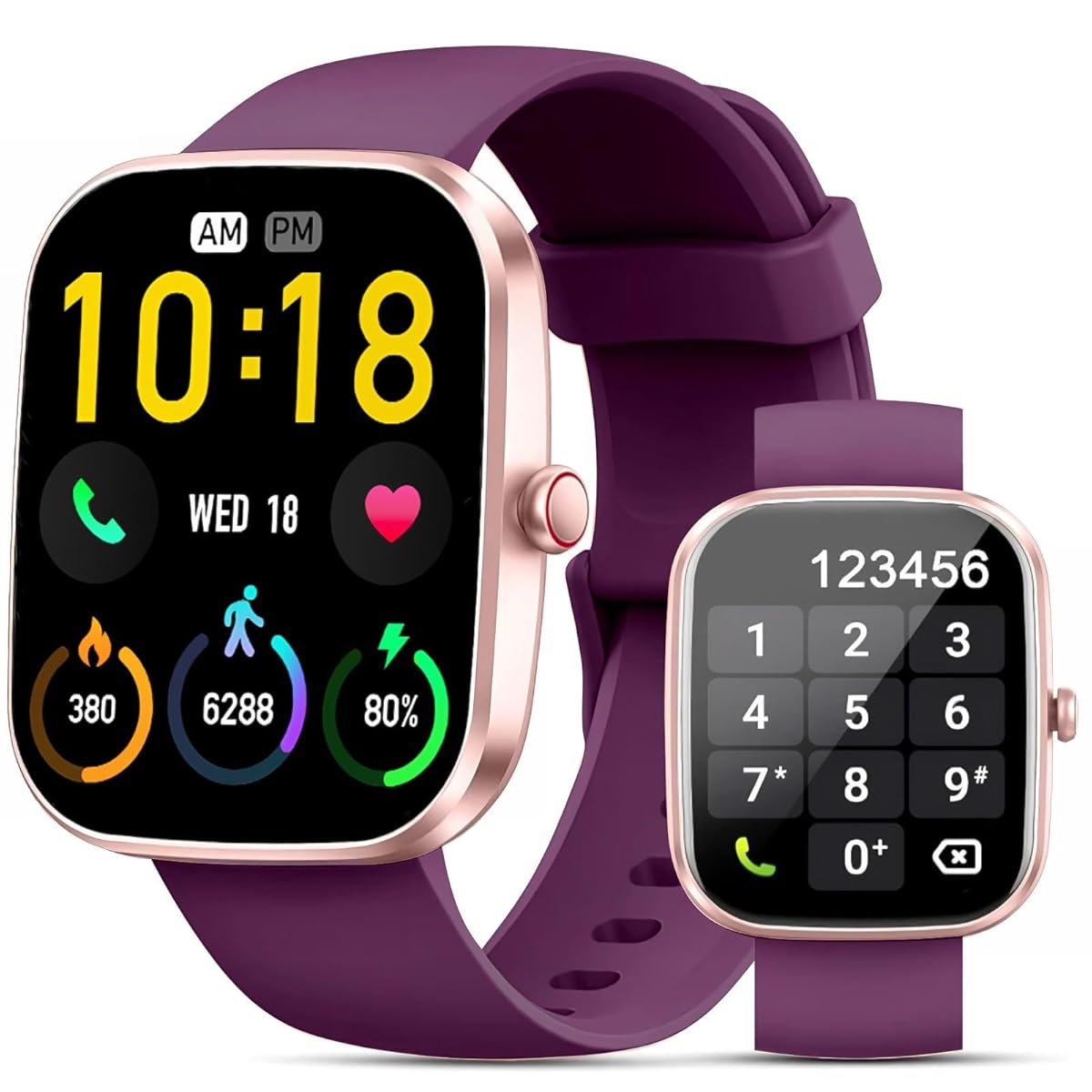 Reloj inteligente Kuizil 1.91 HD para hombre y mujer (contestación/llamada), monitor de actividad física con más de 100 modos deportivos, resistente al agua IP68, monitor de ritmo cardíaco y sueño, monitor de actividad para Android e iOS, color rojo rosa.