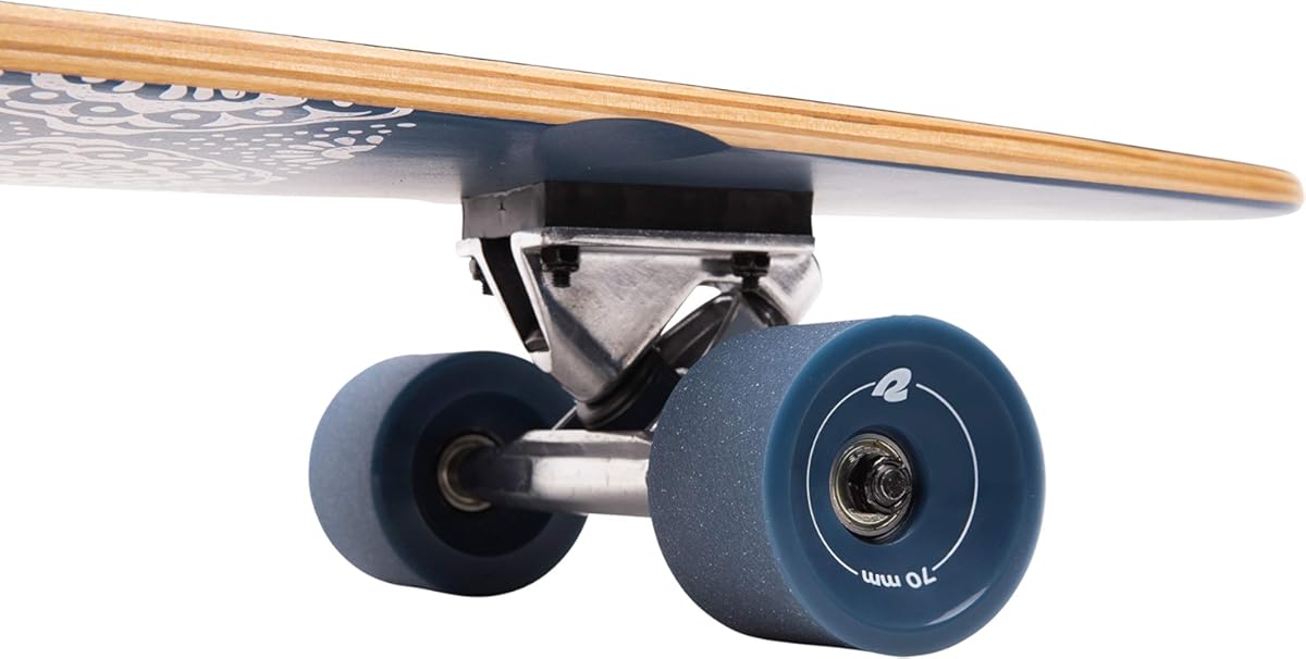Patineta Cruiser Retrospec Zed Pintail Longboard | Cruiser de madera de bambú y arce canadiense con ejes Kingpin invertidos para desplazamientos diarios, cruceros, cortes y descensos (color: azul marino, tamaño: talla única)