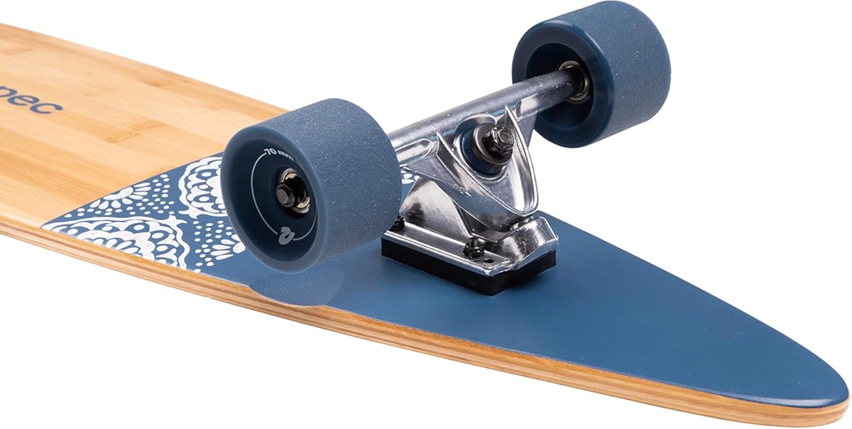 Patineta Cruiser Retrospec Zed Pintail Longboard | Cruiser de madera de bambú y arce canadiense con ejes Kingpin invertidos para desplazamientos diarios, cruceros, cortes y descensos (color: azul marino, tamaño: talla única)