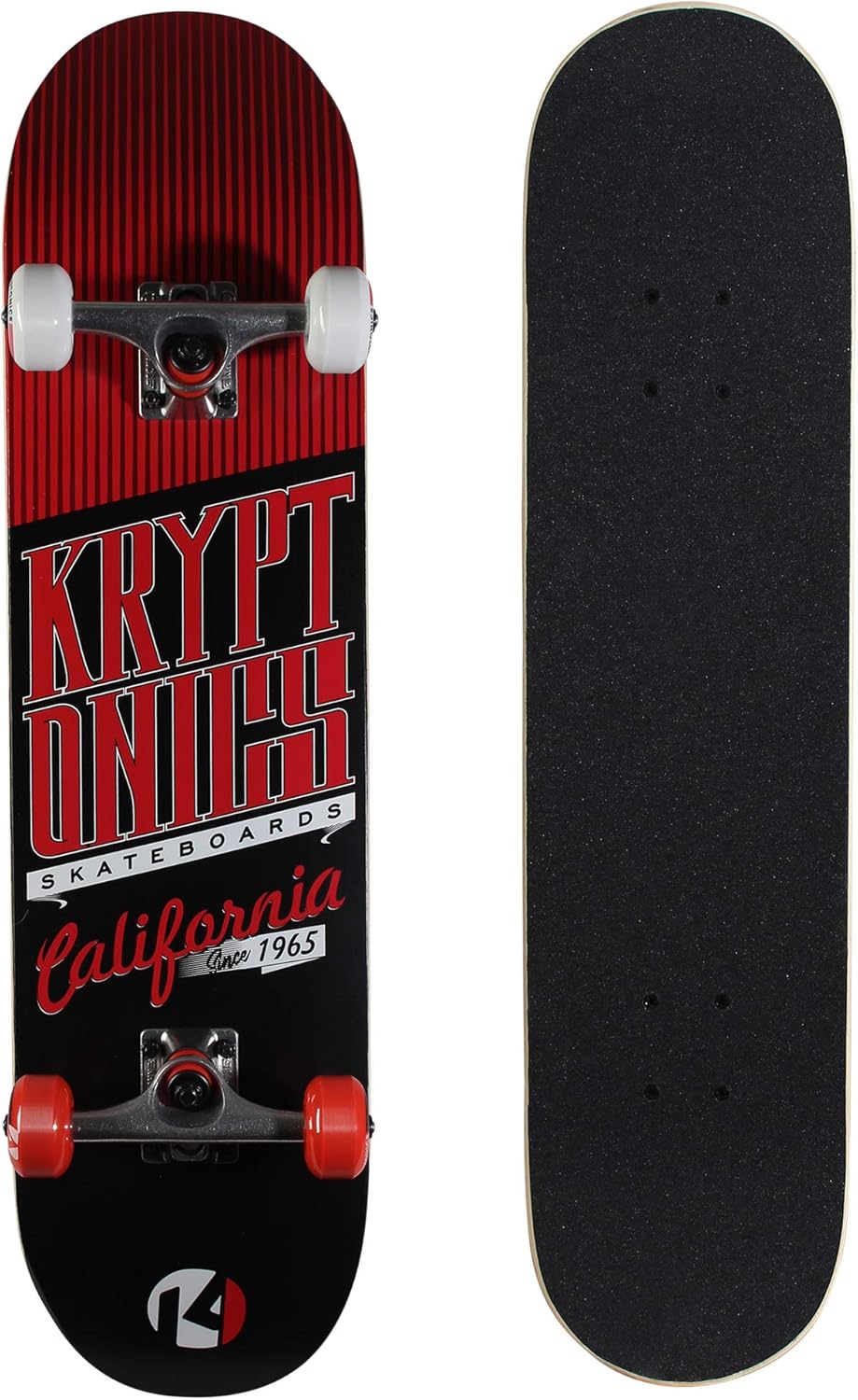 Patineta completa Kryptonics Star Series de 31 pulgadas - Cali-Red (Color: Rojo/Negro, Tamaño: 31" x 8")