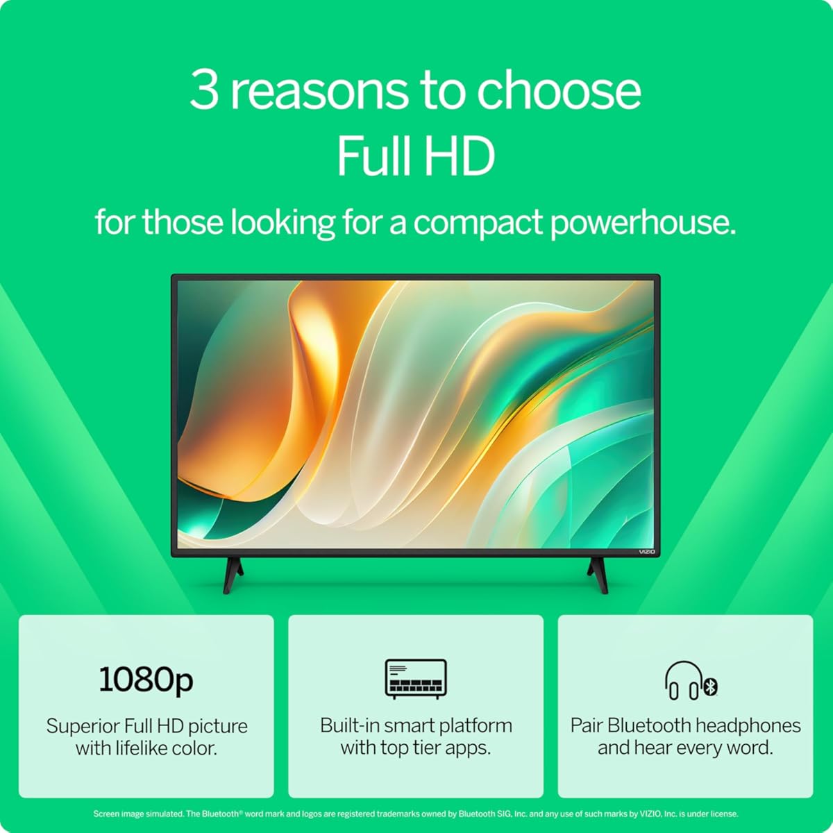 Televisor inteligente VIZIO Full HD 1080p de 40 pulgadas con DTS Virtual: X, compatibilidad con Alexa, Chromecast integrado y capacidad para auriculares Bluetooth (VFD40M-08 nuevo)