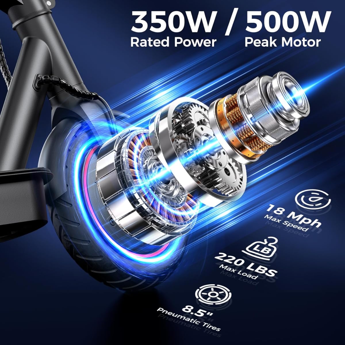 Scooter eléctricos - Patinete eléctrico para adultos de 500 W/1000 W, velocidad máxima de 29/40 km/h, neumáticos de 21,5 cm, autonomía de 3,5/45 km, patinete eléctrico portátil para adultos y adolescentes (color: negro)