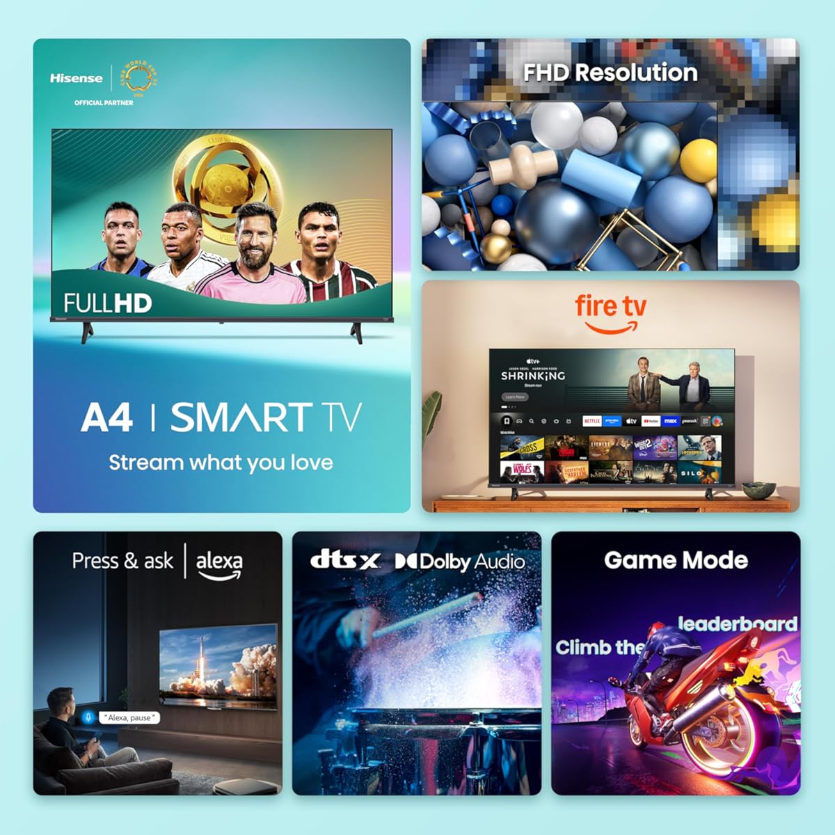 Televisor inteligente Hisense Fire TV FHD 1080p serie A4 de 32 pulgadas (modelo 32A4NF, 2025) con DTS Virtual: X, diseño de bisel delgado y Alexa integrado (tamaño: 32 pulgadas)