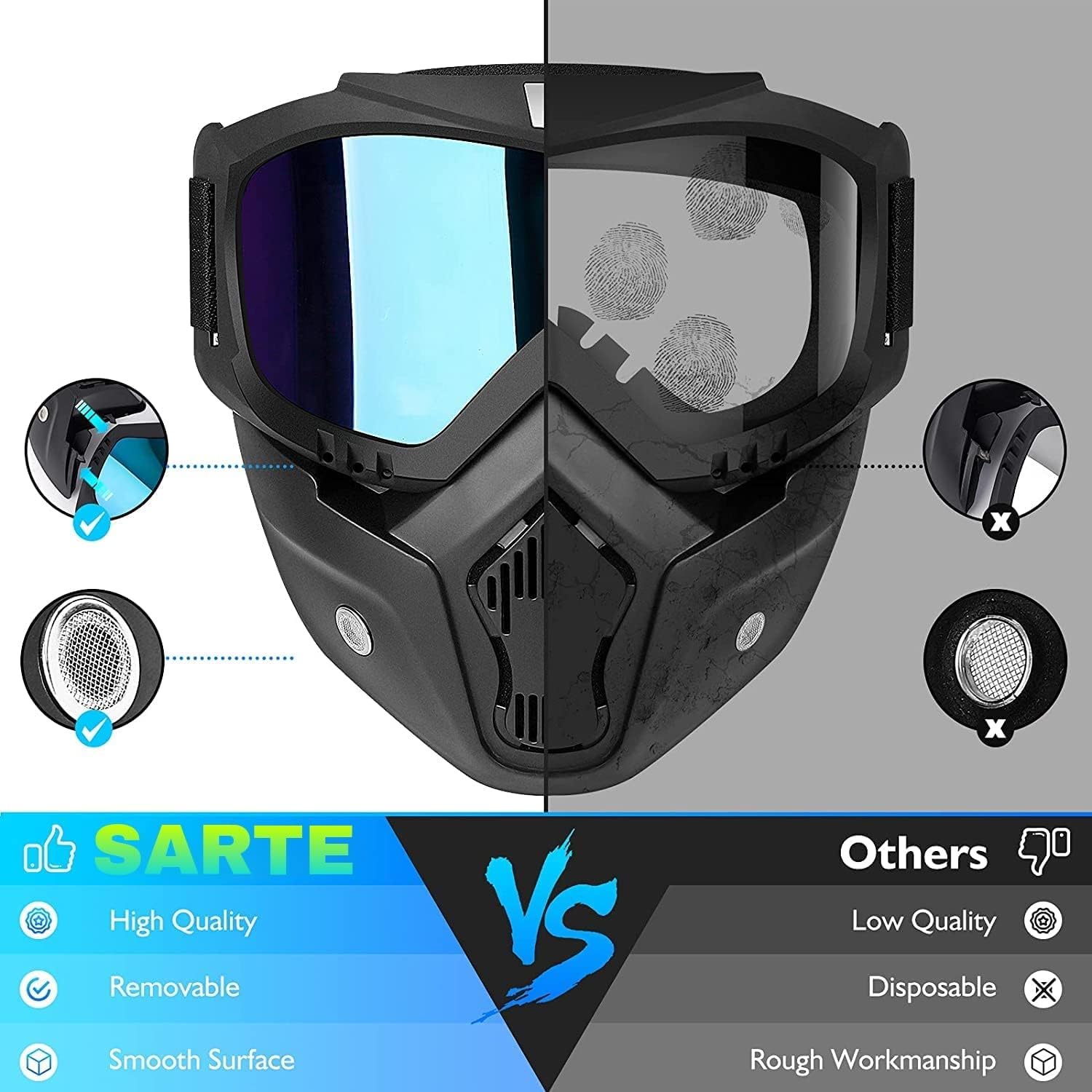 🏍️🛡️ Máscara para Motorista con Filtro y Visor 🛡️🏍️