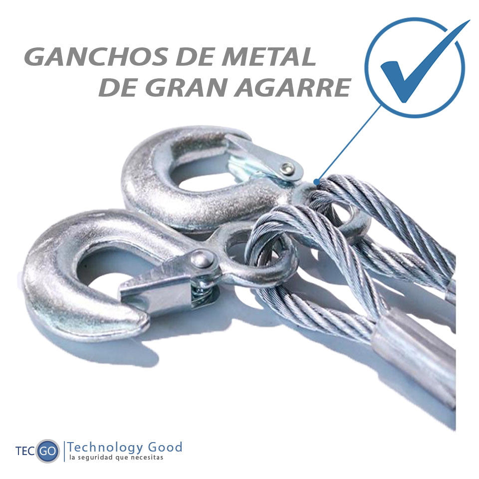 🚗🔧 Cable de Remolque de Acero Inoxidable para Carros 🔧🚗